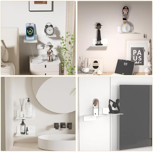Small White Floating Shelves for Wall 2 Pack