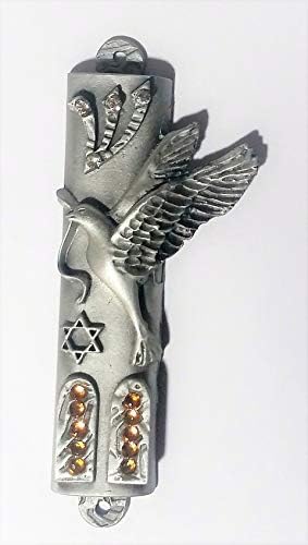 Ten Commandments Mezuzah with Crystals and Scroll