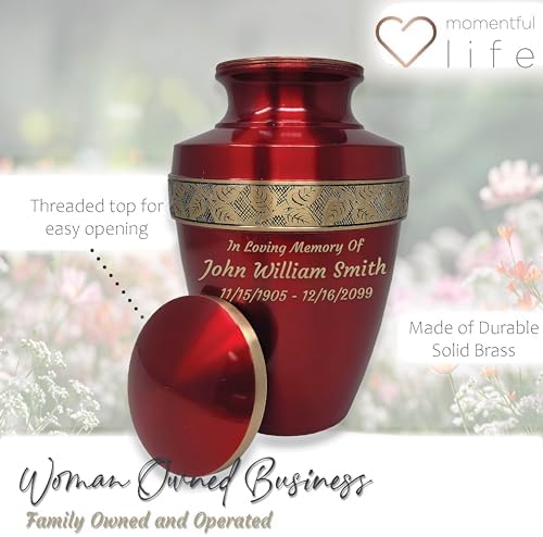 Custom Engraved Revere Crimson Cremation Urn for Adults