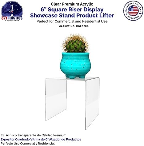 Clear Acrylic Riser Platform 6 Inch Square Display Stand