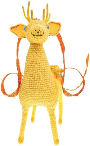 Handmade Crochet Sika Deer Figurine Yellow