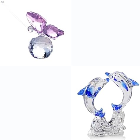 HD Pink Crystal Butterfly with Crystal Ball Base Figurine