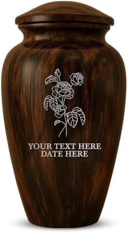 Custom Cremation Urn with Painted Wood Finish and Floral Design