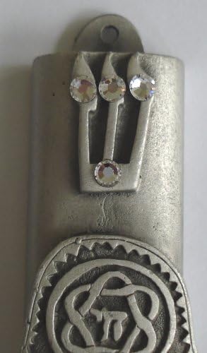 Pewter Mezuzah Chamsa with Scroll