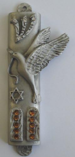 Pewter Mezuzah with Topaz Crystals