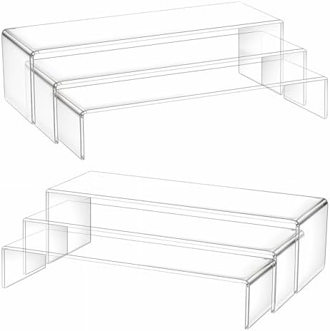 6Pcs Clear Rectangular Acrylic Display Risers for Collectibles and Jewelry