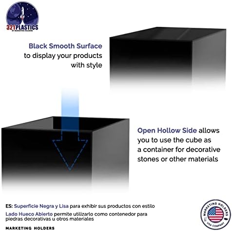 Glossy Black Acrylic Display Riser with One Open Side