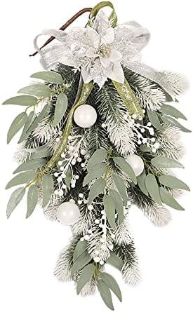 White Wreath Teardrop Wall Decor for Christmas and Wedding