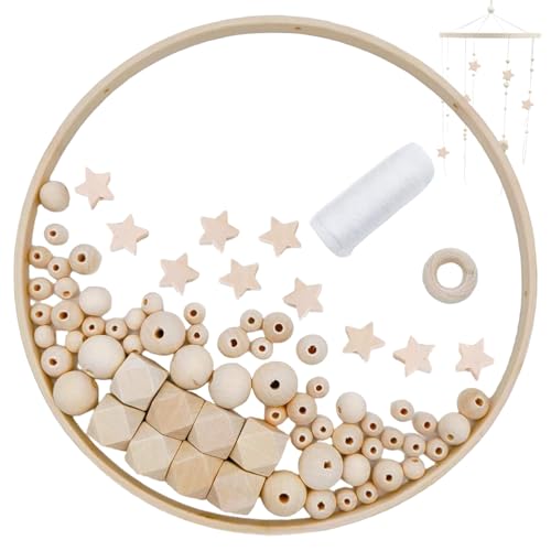 DIY Wooden Baby Crib Mobile Set with Bamboo and Cotton Threads