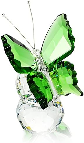HD Pink Crystal Butterfly Figurine with Base