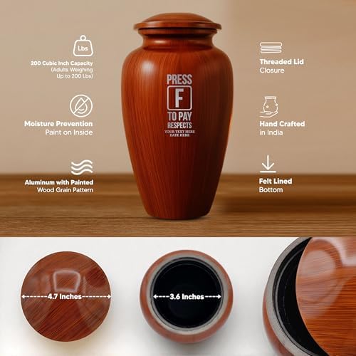 Custom Cremation Urn with Painted Wood Finish and Funny Engraving