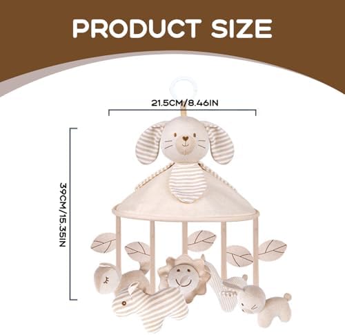 Baby Crib Mobile with Music Box and Squeaker Rattles