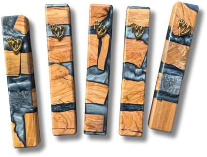 Handcrafted Mezuzah Resin Wood Gray Case