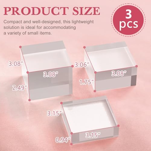 3 Pack Acrylic Display Stands for Collectibles and Decor