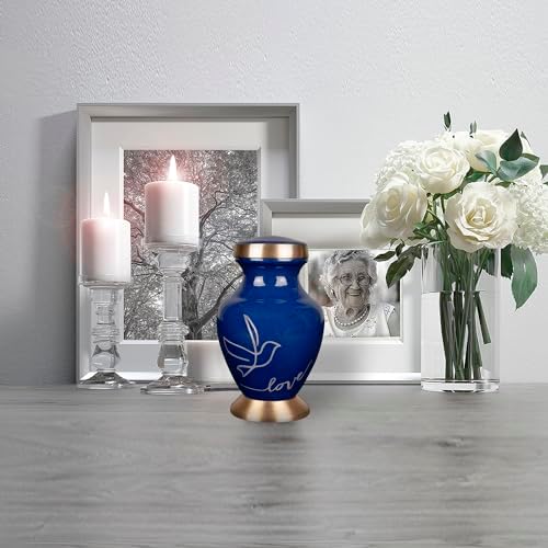 Trupoint Memorials Small Dark Blue Urns for Human Ashes Keepsake