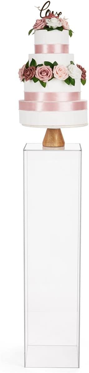 Displays2go Tall Acrylic Display Pedestal Riser with 5-Sided Open Base