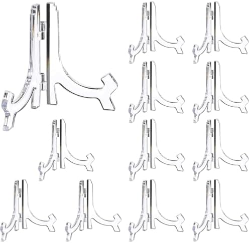 HESTYA 12 Pcs Clear Acrylic Easels for Display Decoration