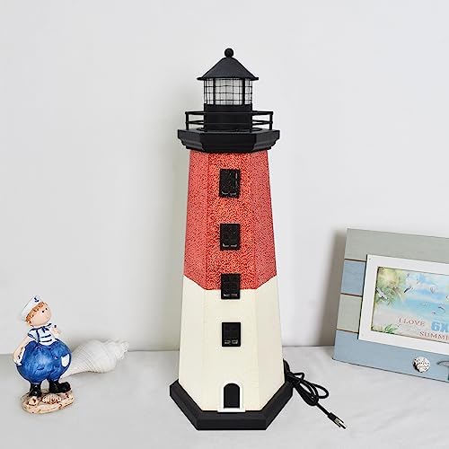Morning View Lighthouse Decor 1625 Red Wooden Nautical Figurine