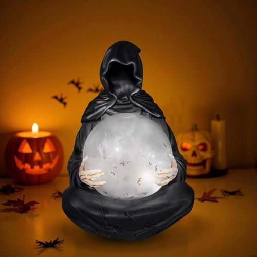 Gothic Reaper Crystal Ball with Floating Bats