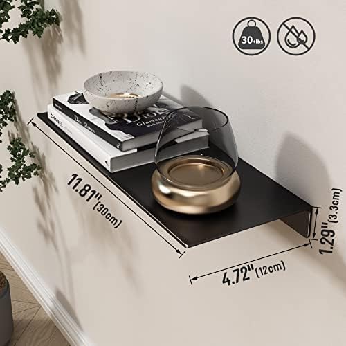 Danpoo Metal Wall Shelf Black Floating Shelf 12 Inch
