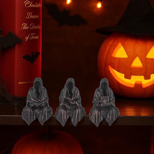 Gothic Reading Figurines Set of 3 for Bookshelf Decor
