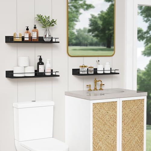 Forbena Black Floating Shelves Set of 3 for Wall