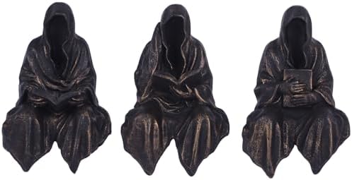 Gothic Reading Figurines Set of 3 for Bookshelf Decor
