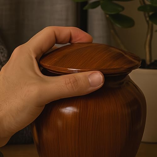Custom Cremation Urn with Painted Wood Finish and Engraved Dove Design