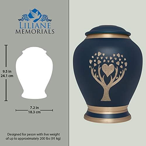 Blue Cremation Urn with Tree of Life Design