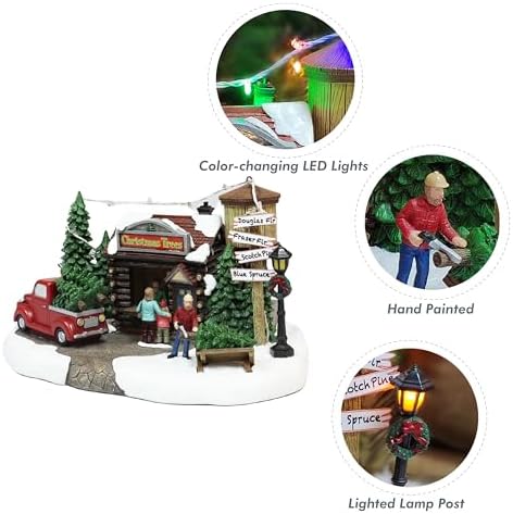 Moments in Time Christmas Tree Lot with LED Light and Music
