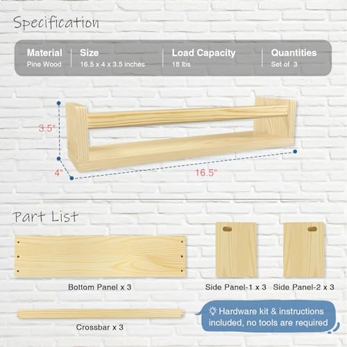 Harwaya Floating Book Shelves for Wall Set of 3