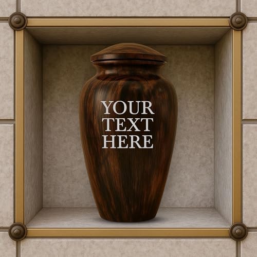 Custom Cremation Urn with Painted Wood Finish and Personalized Text