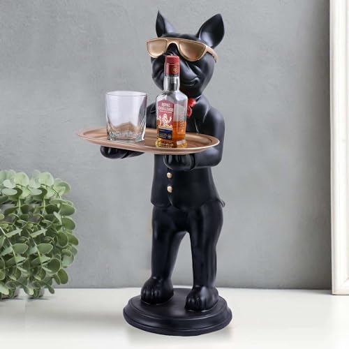 Cool Dog Sculpture with Plate for Home Decor