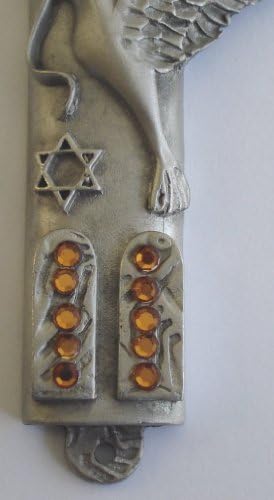 Pewter Mezuzah with Topaz Crystals