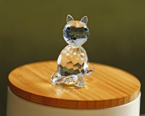 HD Pink Crystal Butterfly with Cat Figurine Set
