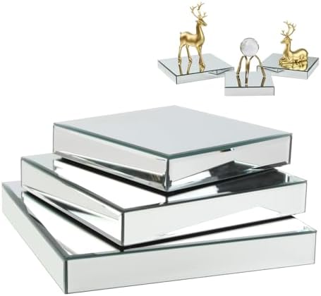 Silver Mirror Display Riser Stand Set 3 Sizes