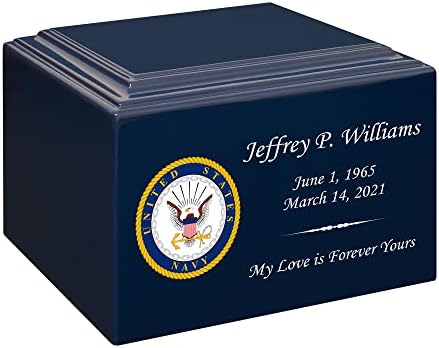 Stonewood Large Navy Emblem Cremation Urn 280 Cubic Inch