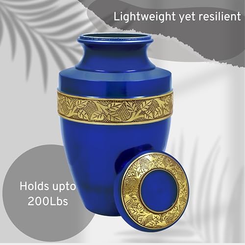 Metal Alloy Decorative Urns for Human Ashes - Blue Gold