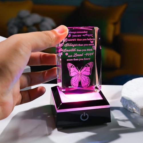 Movdyka 3D Crystal Butterfly Inspirational Gift with LED Base