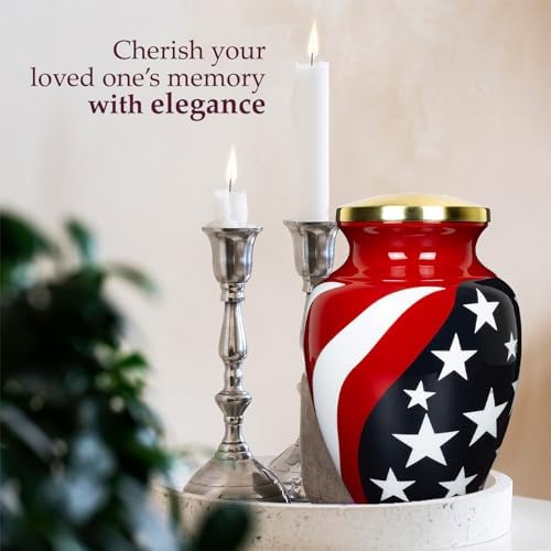 Trupoint Memorials Large Red Cremation Urn for Veteran Ashes