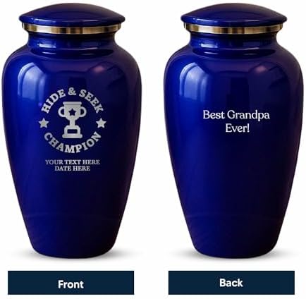 Custom Cremation Urn with Funny Hide Seek Design Purple