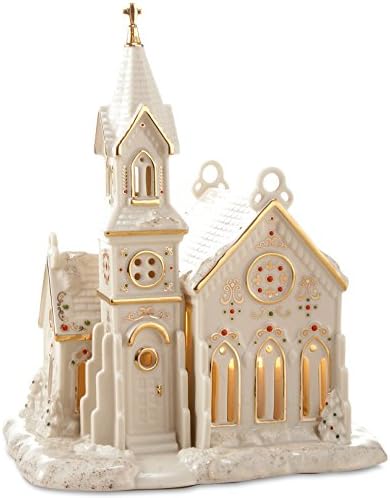 Lenox Porcelain Mistletoe Park Village Church 8-in Lighted