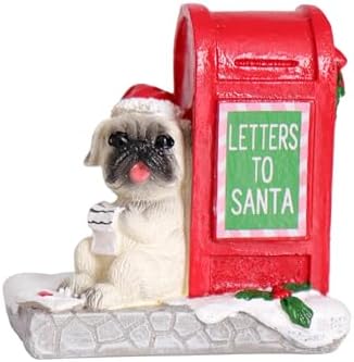 Christmas Village Resin Puppy Read Letters from Santa Ornament Set