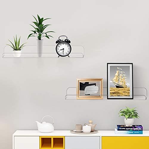 Weiai Clear Acrylic Shelf 15 Inch Floating Wall Ledge Bookshelf 3 Pack