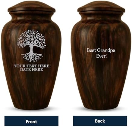 Custom Cremation Urn with Painted Wood Finish and Tree of Life Design
