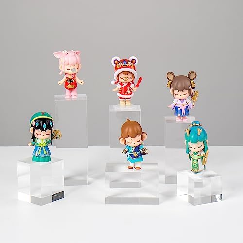 6Pcs Clear Acrylic Cube Display Risers Stands for Jewelry and Collectibles