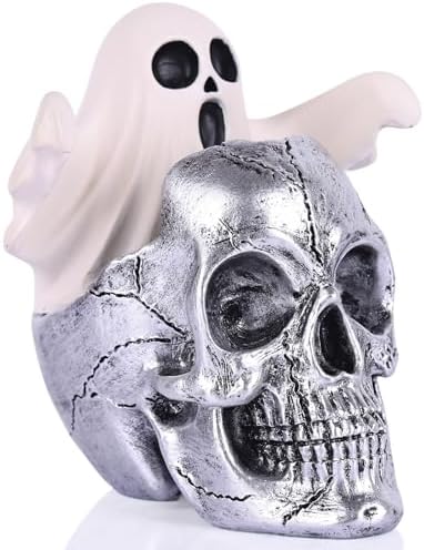 LCCCK Mini Skull with Ghost Halloween Decor Figurine