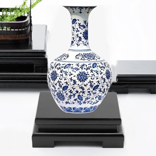 MDEOOSKY Wooden Display Stand - Black Rectangle Base with Risers