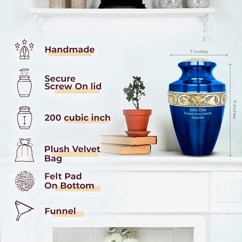 Trupoint Memorials Personalized Cremation Urn - Grecian Blue