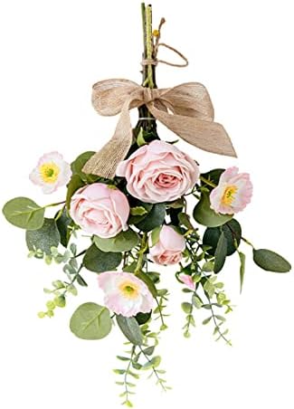 17 Inch Artificial Teardrop Wreath with Flowers and Eucalyptus Leaves